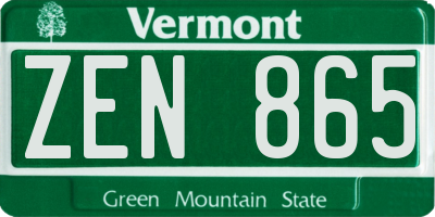 VT license plate ZEN865