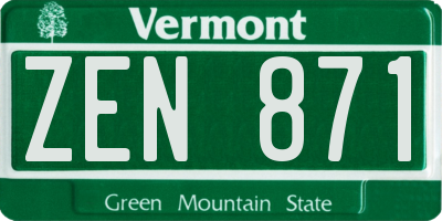 VT license plate ZEN871