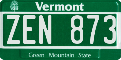 VT license plate ZEN873