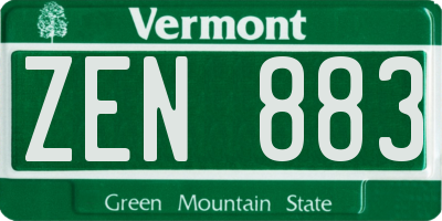 VT license plate ZEN883