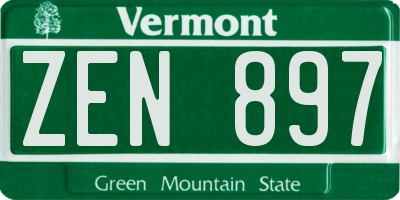 VT license plate ZEN897