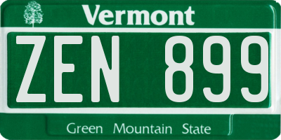 VT license plate ZEN899
