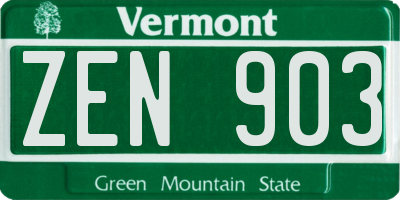 VT license plate ZEN903