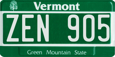 VT license plate ZEN905