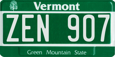 VT license plate ZEN907