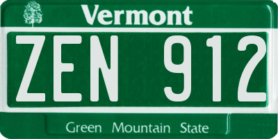 VT license plate ZEN912