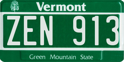 VT license plate ZEN913