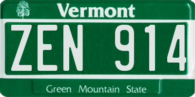 VT license plate ZEN914
