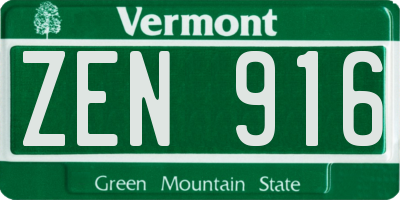 VT license plate ZEN916