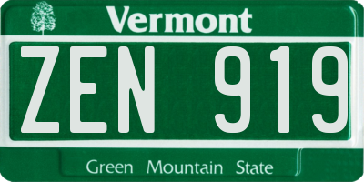 VT license plate ZEN919