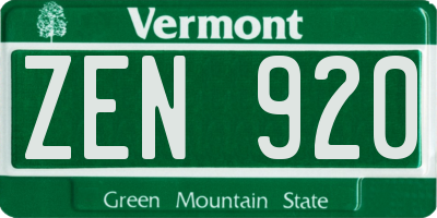 VT license plate ZEN920