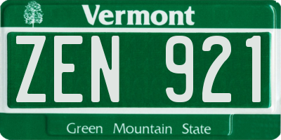 VT license plate ZEN921
