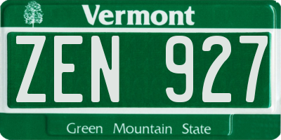 VT license plate ZEN927