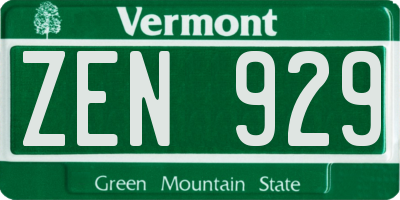 VT license plate ZEN929