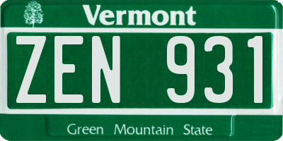 VT license plate ZEN931