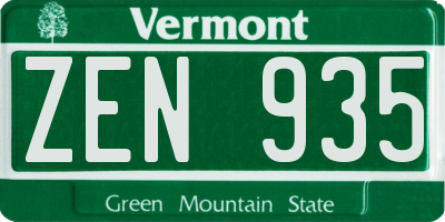 VT license plate ZEN935