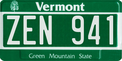 VT license plate ZEN941