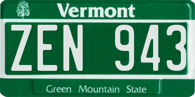 VT license plate ZEN943