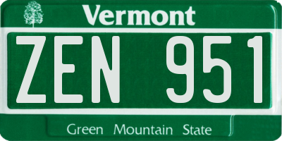 VT license plate ZEN951