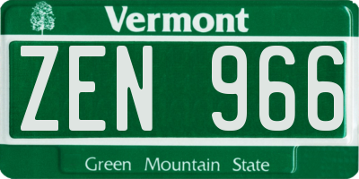 VT license plate ZEN966