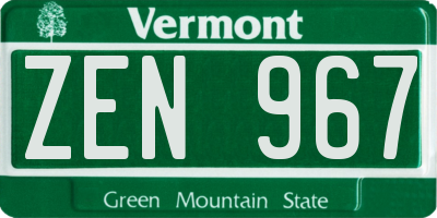 VT license plate ZEN967