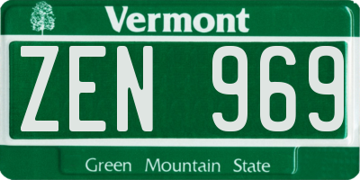 VT license plate ZEN969