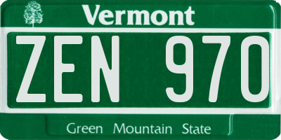 VT license plate ZEN970