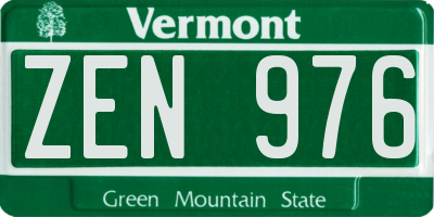 VT license plate ZEN976
