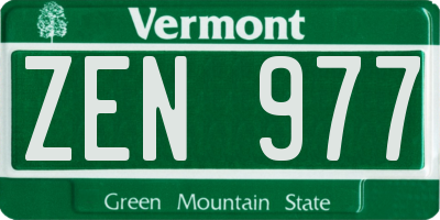 VT license plate ZEN977