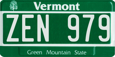 VT license plate ZEN979