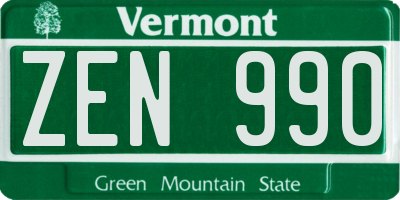VT license plate ZEN990