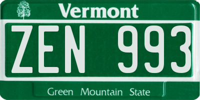 VT license plate ZEN993