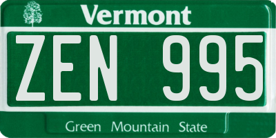 VT license plate ZEN995
