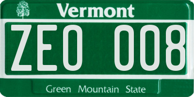 VT license plate ZEO008