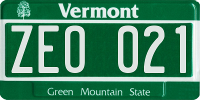 VT license plate ZEO021