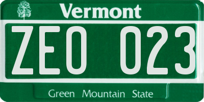 VT license plate ZEO023