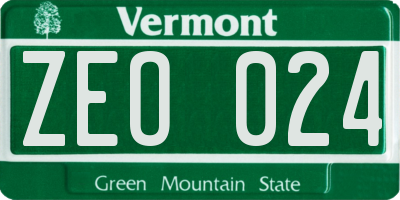VT license plate ZEO024