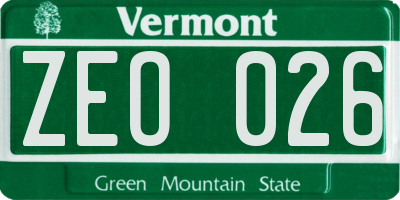 VT license plate ZEO026