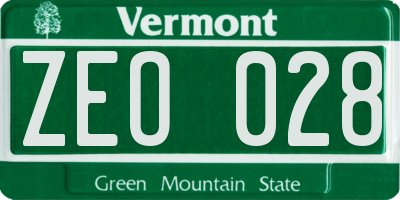 VT license plate ZEO028