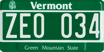 VT license plate ZEO034