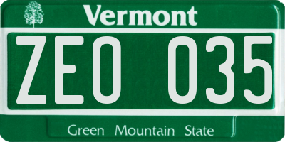 VT license plate ZEO035
