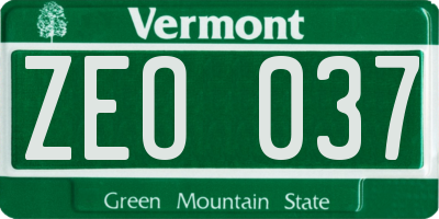 VT license plate ZEO037