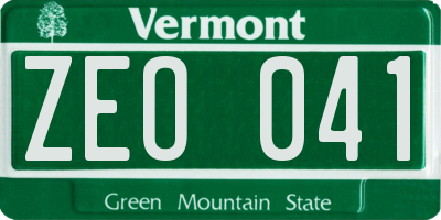 VT license plate ZEO041