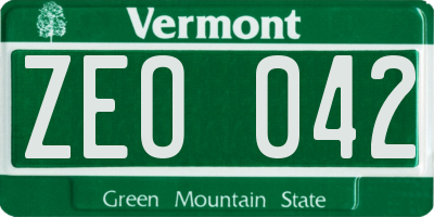 VT license plate ZEO042