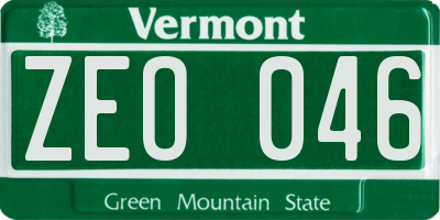 VT license plate ZEO046