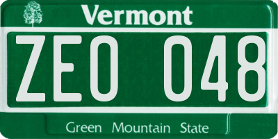 VT license plate ZEO048