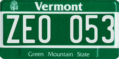 VT license plate ZEO053
