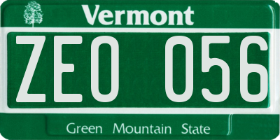 VT license plate ZEO056