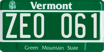 VT license plate ZEO061