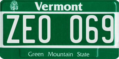 VT license plate ZEO069